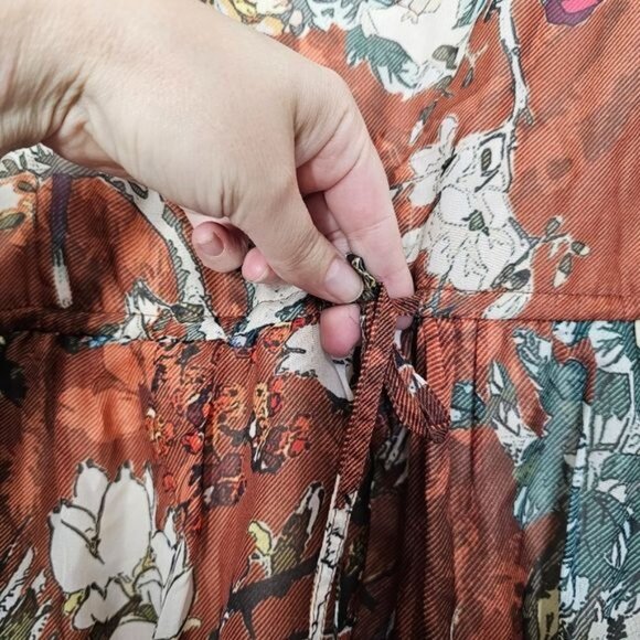 Hemant & Nandita For Anthropologie Zeri Floral Tiered Peasant Dress 0 - Picture 11 of 13